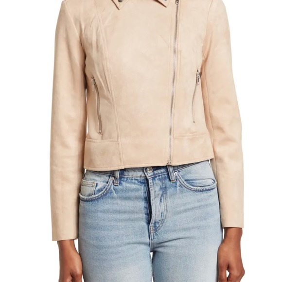 Vegan Suede Moto Jacket Tan M - Picture 5 of 12